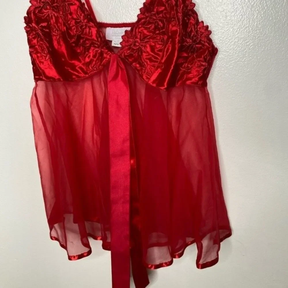 Vintage Red Lace lingerie Negligee Slip Sexy Small babydoll - Picture 4 of 9